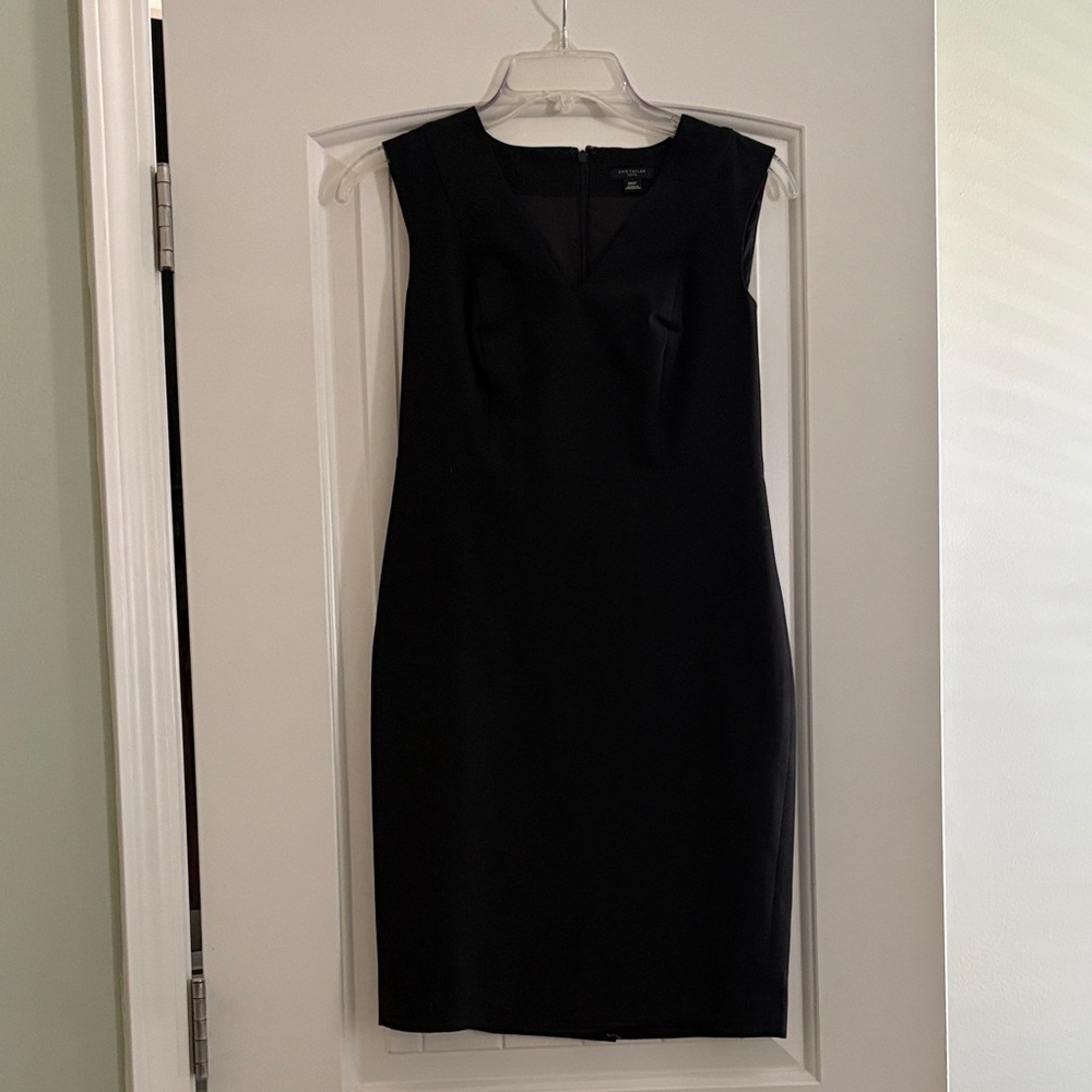 Ann Taylor Classic Black V-neck Sheath Dress